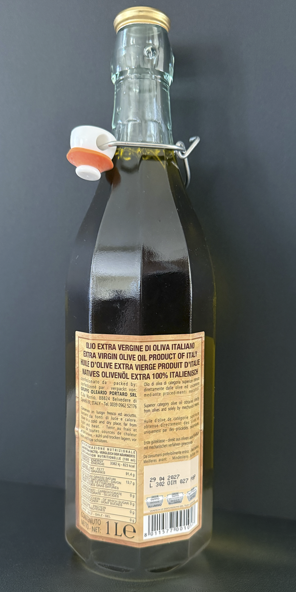 IL VERDONE BY PORTARO UNFILTERED EXTRA VIRGIN COLD-PRESSED OLIVE OIL | 1 LITER